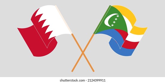 
Crossed flags of Bahrain and the Comoros. Official colors. Correct proportion. Vector illustration
