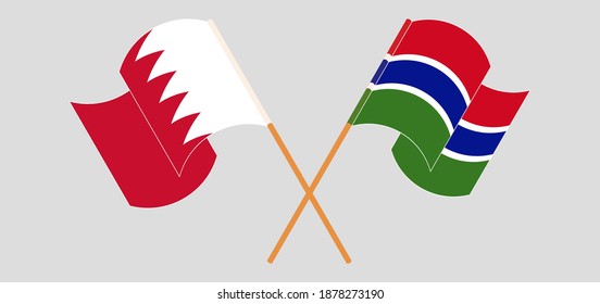 Crossed flags of Bahrain and the Gambia