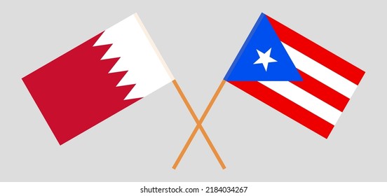 Crossed flags of Bahrain and Puerto Rico. Official colors. Correct proportion. Vector illustration

