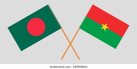 Gekreuzte Flaggen von Bangladesch und Burkina Faso