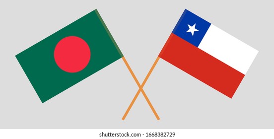Crossed flags of Bangladesh and Chile