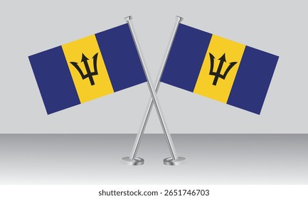 Crossed flags of Barbados. Official colors. Correct proportion. Banner design