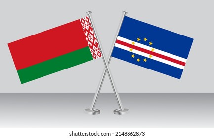 Crossed flags of Belarus and CAPE VERDE. Official colors. Correct proportion. Banner design