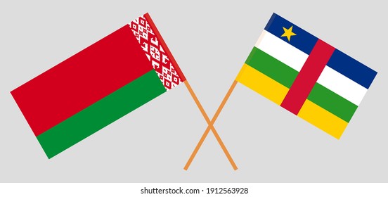 Gekreuzte Flaggen von Belarus und der Zentralafrikanischen Republik