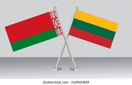 Banderas cruzadas de Belarús y Lituania. Colores oficiales. Proporción correcta. Diseño de pancartas