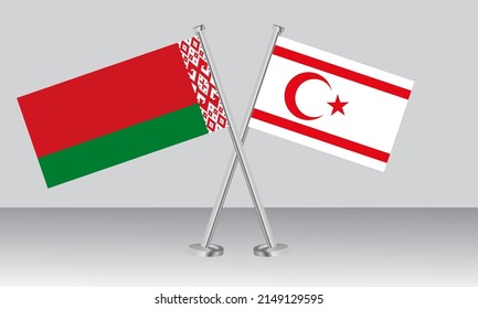 Crossed flags of Belarus and Northern Cyprus. Official colors. Correct proportion. Banner design