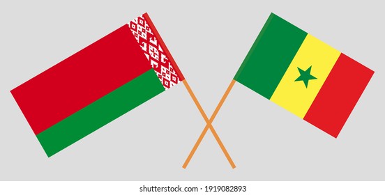 Crossed flags of Belarus and Senegal