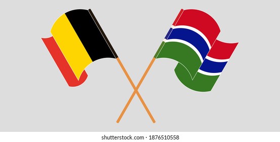 Crossed flags of Belgium and the Gambia