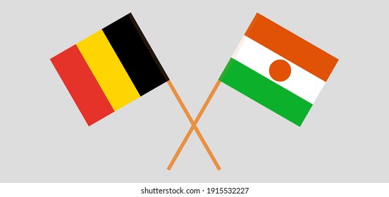 Crossed flags of Belgium and the Niger
