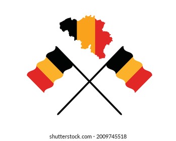 Crossed flags of Belgium. Official colors