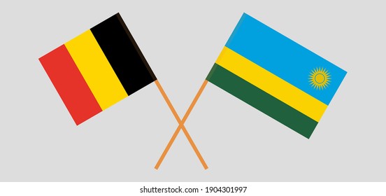 Gekreuzte Flaggen Belgiens und Ruandas