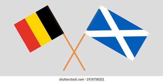 Crossed flags of Belgium and Scotland