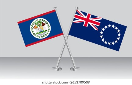 Bandeiras cruzadas de Belize e Burkina. Cores oficiais. Proporção correta. Design de banner