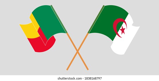 Gekreuzte Flaggen von Benin und Algerien