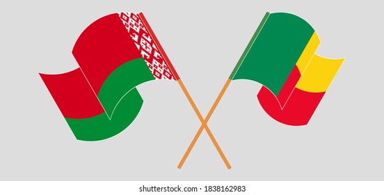 Crossed flags of Benin and Belarus