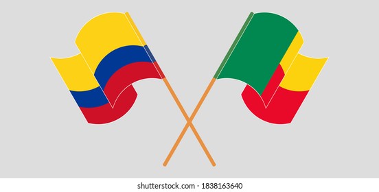 Banderas cruzadas de Benín y Colombia