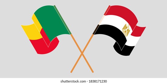 Gekreuzte Flaggen von Benin und Ägypten