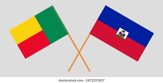 Unter den Flaggen von Benin und Haiti. Offizielle Farben. Richtiges Verhältnis. Vektorillustration
