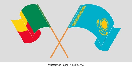 Crossed flags of Benin and Kazakhstan