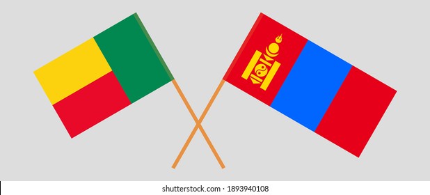 Gekreuzte Flaggen von Benin und der Mongolei