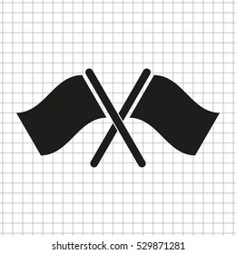 Crossed Flags -  Black Vector Icon