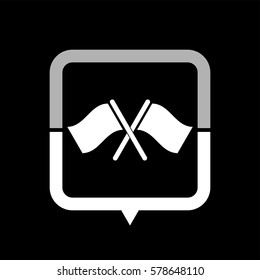 Crossed flags  - black vector icon