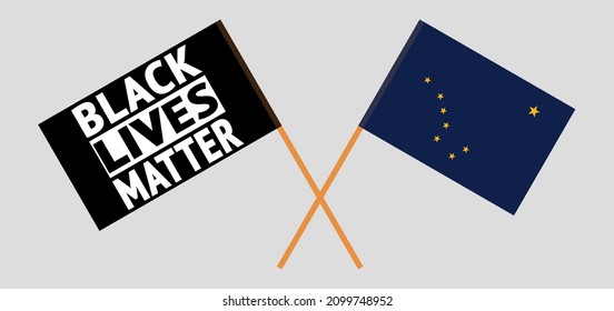 Crossed flags of blm and the State of Alaska. Official colors. Correct proportion. Vector illustration
