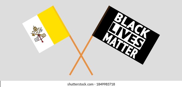 Crossed flags of blm and Vatican