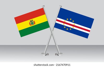 Crossed flags of Bolivia and CAPE VERDE. Official colors. Correct proportion. Banner design