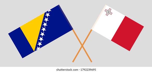Crossed flags of Bosnia and Herzegovina and Malta
