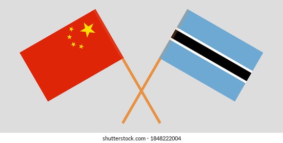 Crossed flags of Botswana and China