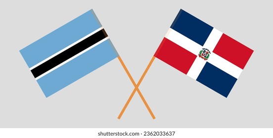 Crossed flags of Botswana and Dominican Republic. Official colors. Correct proportion. Vector illustration
