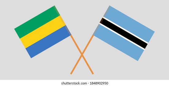 Crossed flags of Botswana and Gabon