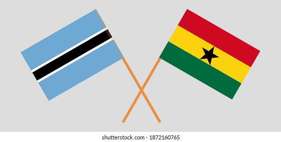 Crossed flags of Botswana and Ghana. Official colors. Correct proportion