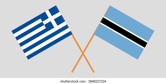 Crossed flags of Botswana and Greece