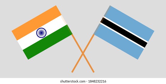Crossed flags of Botswana and India