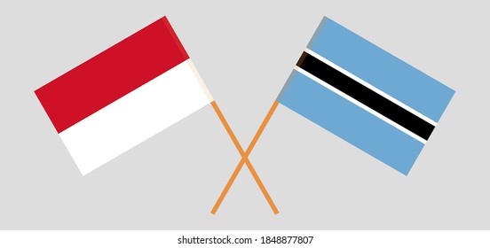 Crossed flags of Botswana and Indonesia