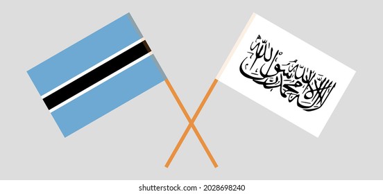 Banderas cruzadas de Botswana y el Emirato Islámico de Afganistán. Colores oficiales. Proporción correcta