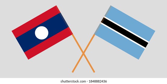Crossed flags of Botswana and Laos