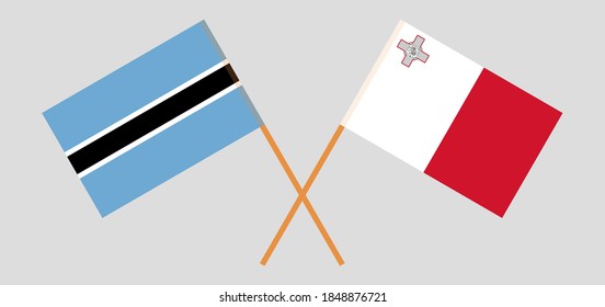 Crossed flags of Botswana and Malta