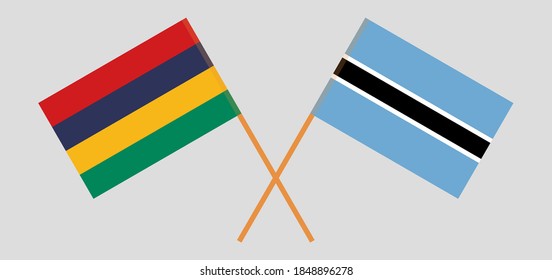 Crossed flags of Botswana and Mauritius