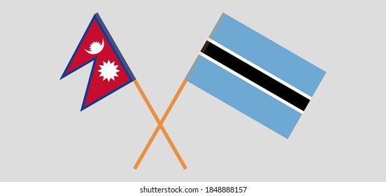 Banderas cruzadas de Botswana y Nepal