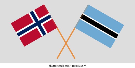 Crossed flags of Botswana and Norway