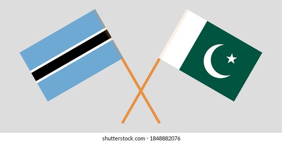 Crossed flags of Botswana and Pakistan