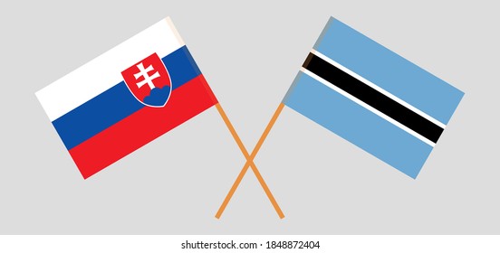 Crossed flags of Botswana and Slovakia