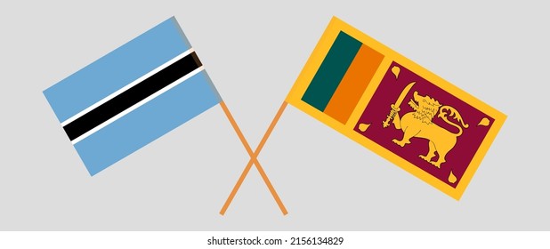 Crossed flags of Botswana and Sri Lanka. Official colors. Correct proportion. Vector illustration
