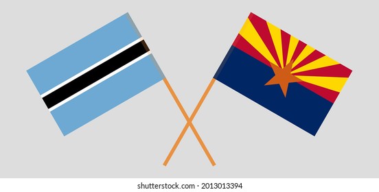 Crossed flags of Botswana and the State of Arizona. Official colors. Correct proportion