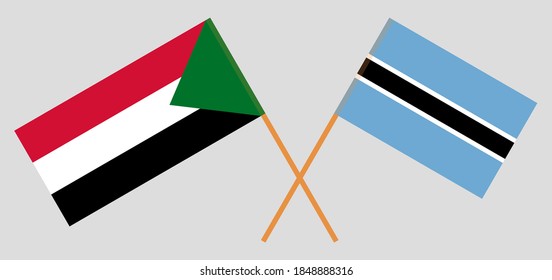 Gekreuzte Flaggen von Botsuana und Sudan