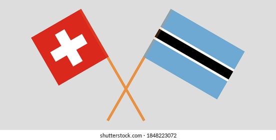 Gekreuzte Flaggen Botsuanas und der Schweiz