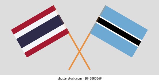 Gekreuzte Flaggen von Botsuana und Thailand
